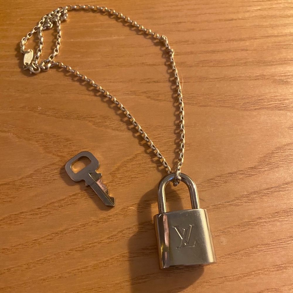 Louis Vuitton vintage lock necklace charm with key